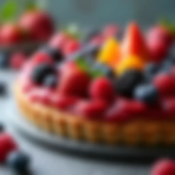 Colorful fruit tart featuring a variety of fresh berries.