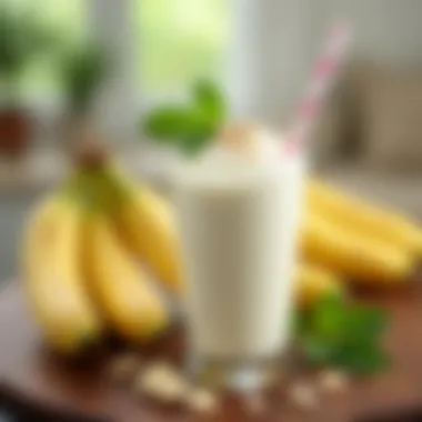 Fresh bananas and yogurt on a wooden table.