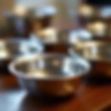 Close-up of stainless steel prep bowls highlighting their polished finish