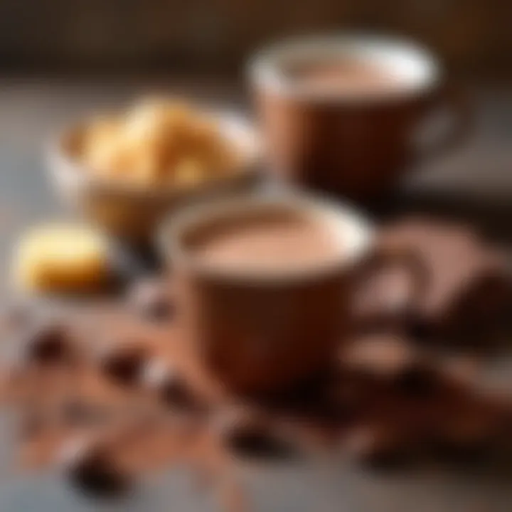 Ingredients arranged for a cocoa recipe