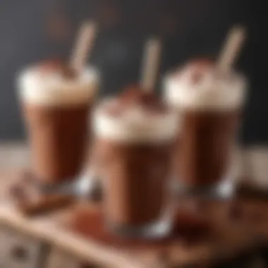 Variations of cocoa drinks presented beautifully