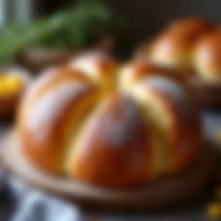 Traditional Easter bread displayed on a table