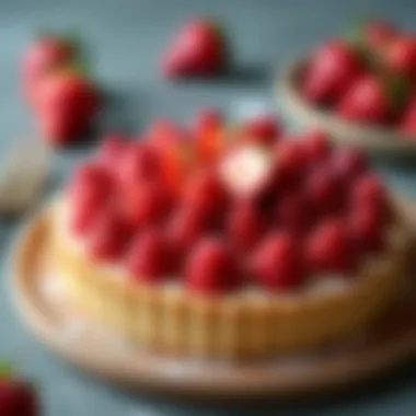 Colorful fruit tart with strawberries and seasonal decorations