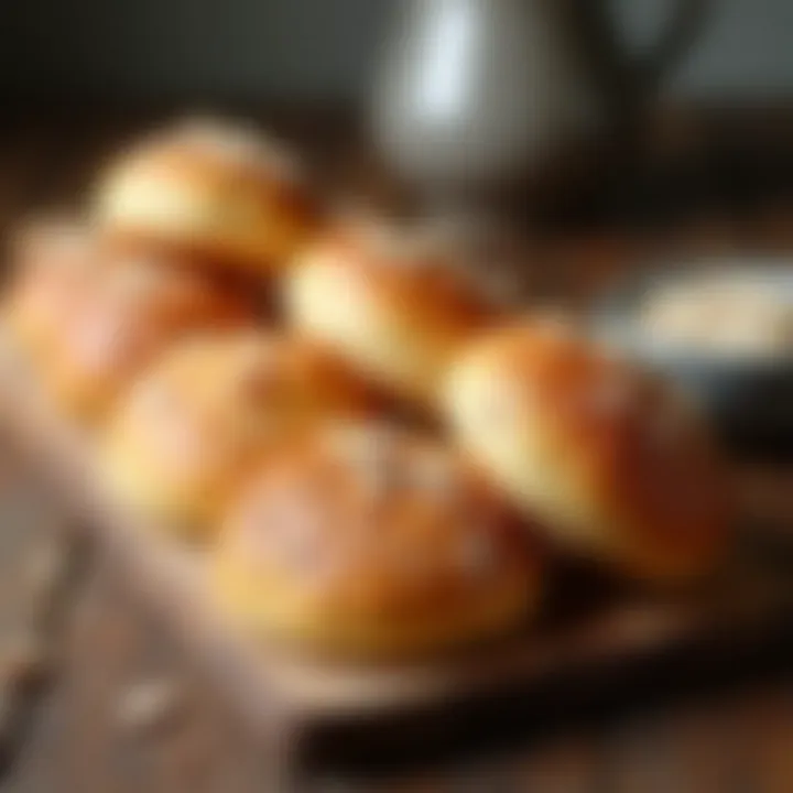 Freshly baked almond flour rolls on a rustic wooden table