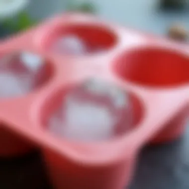 Close-up of a round ice cube tray showcasing its design and material