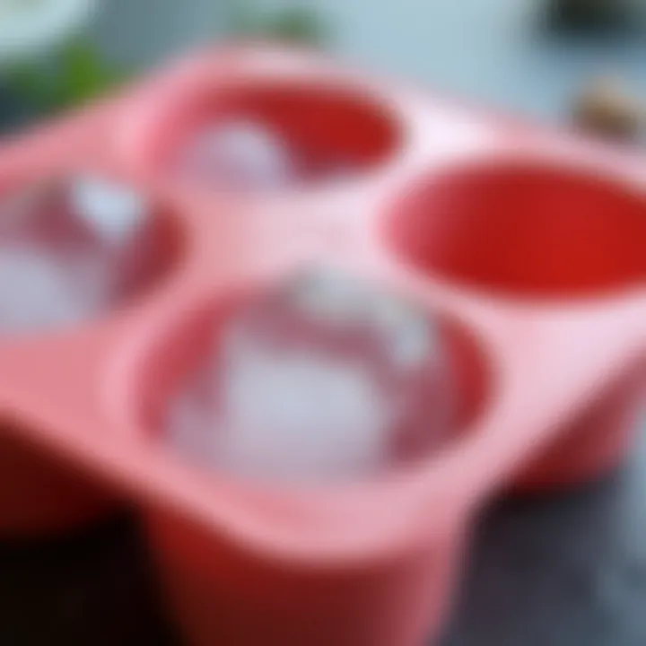 Close-up of a round ice cube tray showcasing its design and material