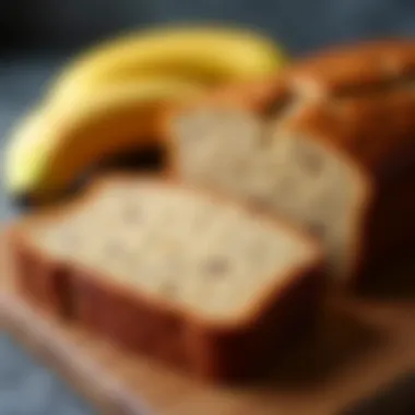 Slice of banana bread revealing a moist texture