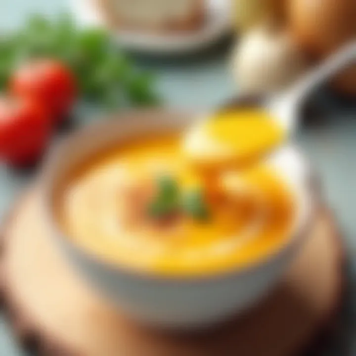 A beautifully blended soup in a bowl, highlighting the efficiency of the blender.