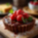 A decadent chocolate tart drizzled with bourbon and Cointreau glaze