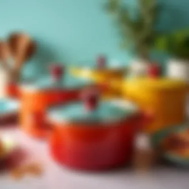 Stylish cookware showcasing vibrant colors and unique designs