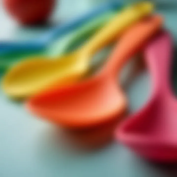 Close-up of silicone utensils with ergonomic design