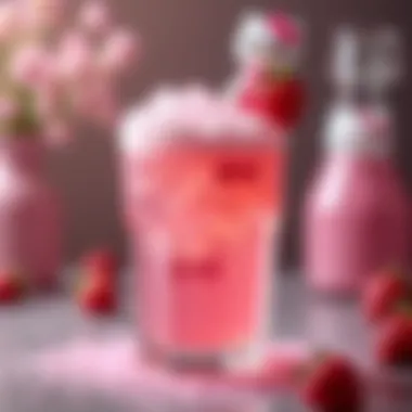 Close-up of a Hello Kitty cocktail garnished with whimsical decorations