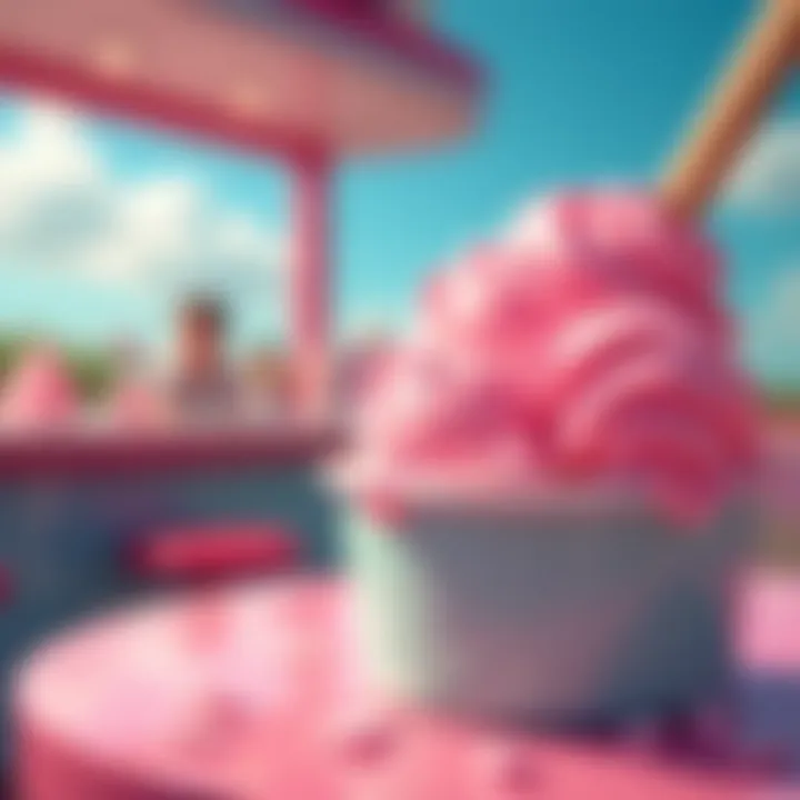 A nostalgic setting featuring bubblegum ice cream in a retro diner