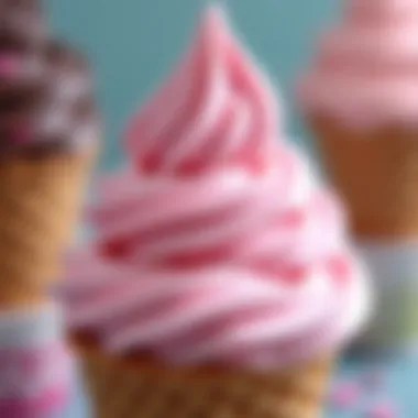 Creamy Frozen Yogurt Swirl A close-up of a creamy frozen yogurt swirl in a cone, inviting indulgence.