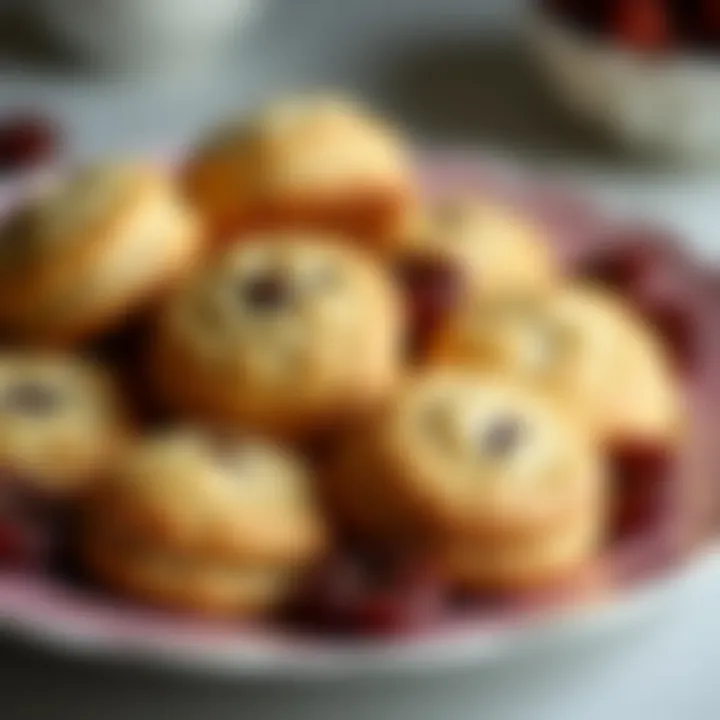 A beautifully arranged plate of raisin biscuits