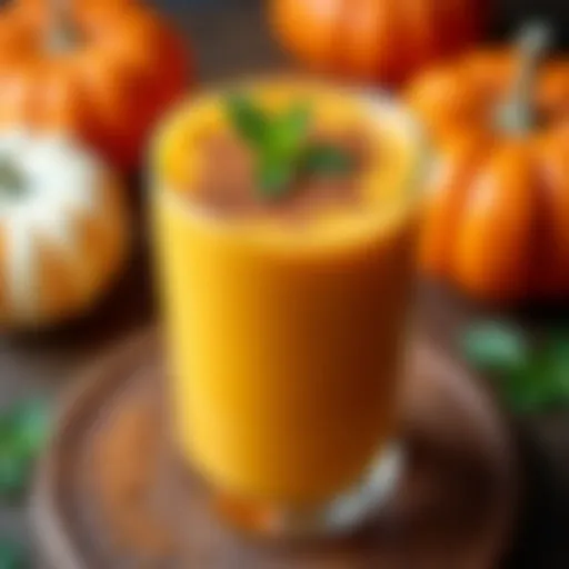 A vibrant pumpkin smoothie garnished with spices