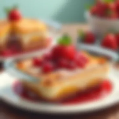 A delightful dessert presented in the Pioneer Woman glass baking dish