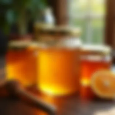 Different varieties of Manuka honey in jars showcasing their unique colors and textures