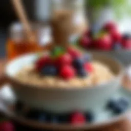 A bowl of oatmeal topped with fresh berries and honey, showcasing the beauty of oats.