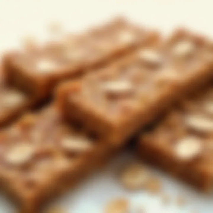 A close-up of granola bars made from oats, illustrating a healthy snacking option.