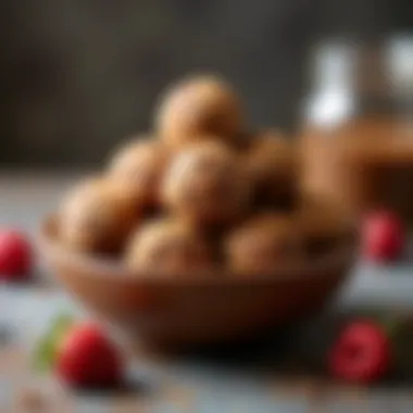 Homemade energy balls displayed in a rustic bowl