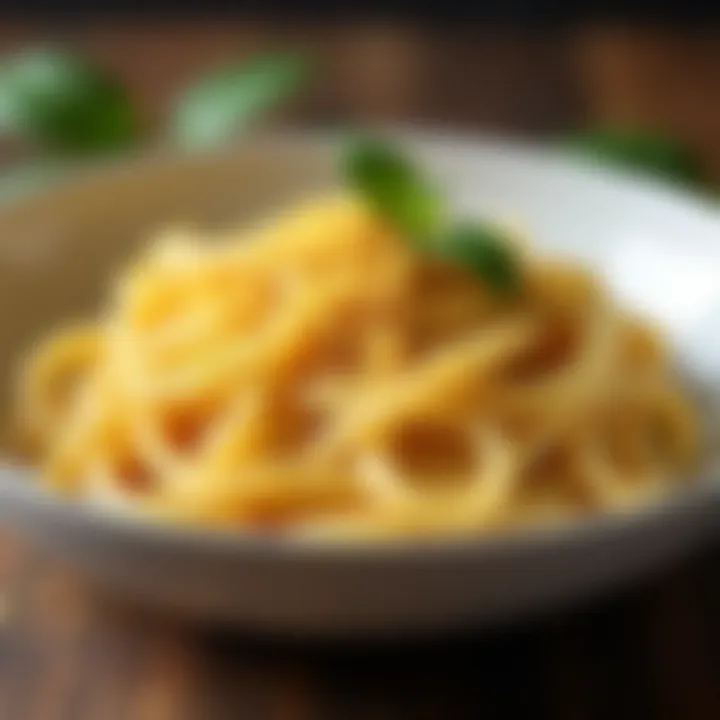 A bowl of creamy pasta topped with nutritional yeast