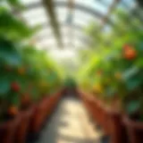 Brightly lit indoor garden showcasing various fruit plants