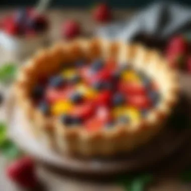 Pie crust filled with colorful, juicy fruits ready for baking