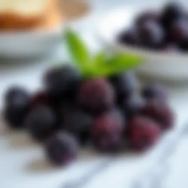 A medley of blackberries on a marble countertop