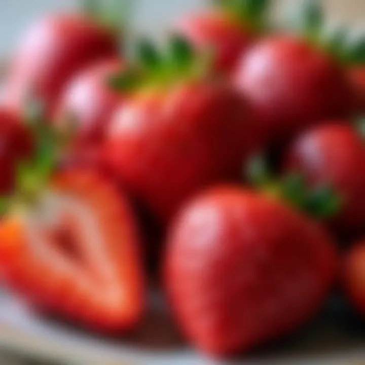 Sliced strawberries arranged artistically