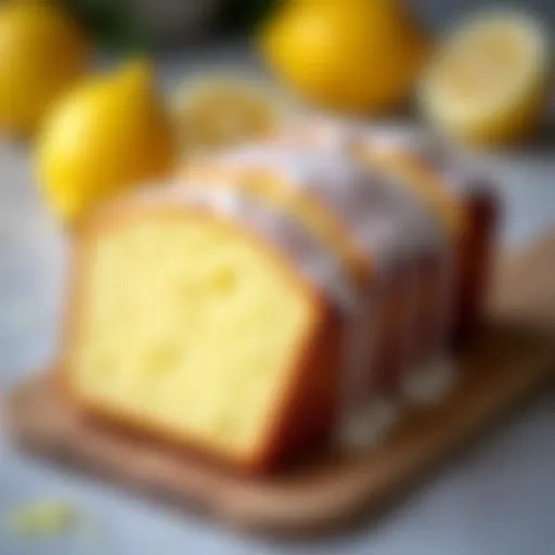 A beautifully baked lemon pound cake with a glossy lemon glaze.