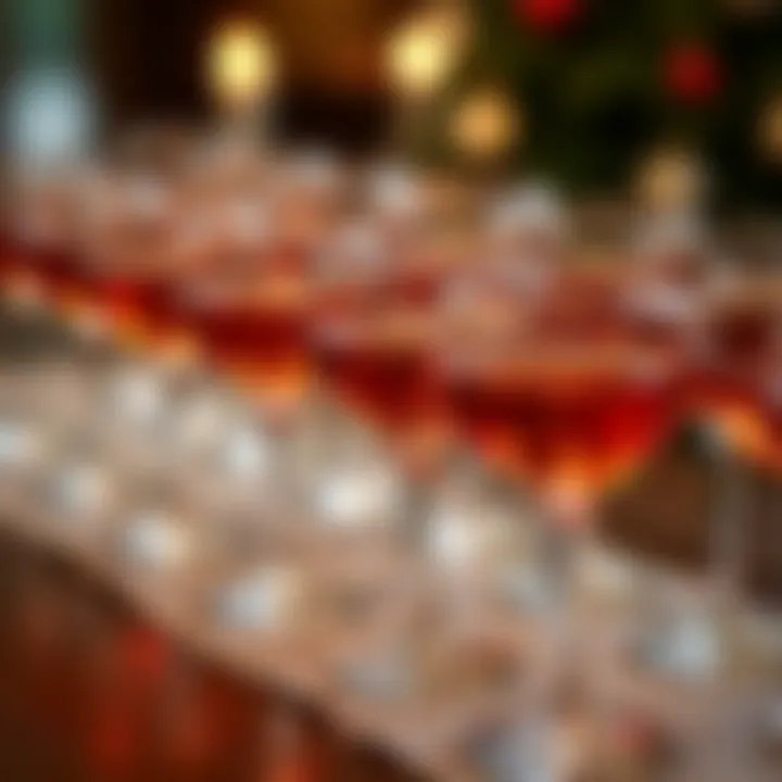 An array of coupe glasses displayed at a sophisticated gathering.