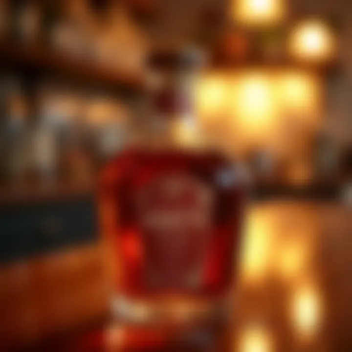 A bottle of Amaretto showcasing its elegant design and rich color.