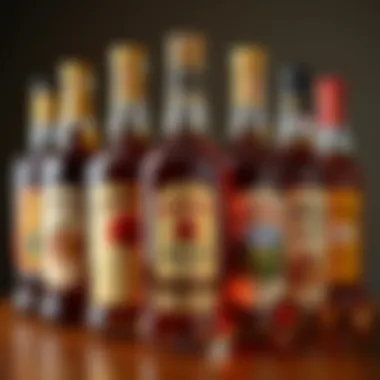 A variety of Amaretto brands displayed, illustrating its diverse offerings.