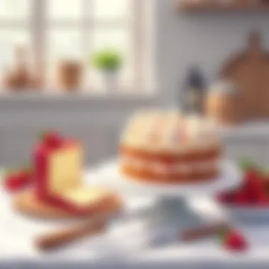 Elegant Cake Cutting Tools Display An aesthetically pleasing arrangement of cake cutting tools on a marble counter
