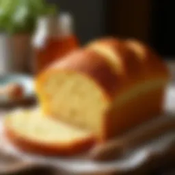 A rustic loaf of honey-infused bread with golden crust