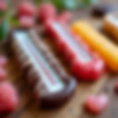 Different types of candy thermometers displayed