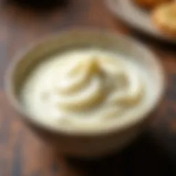 A rich bowl of heavy cream showcasing its texture and color