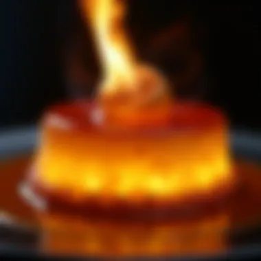 A beautifully caramelized dessert, highlighting the effects of torch burning technique.