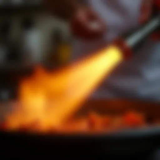 A professional-grade torch burner in action, showcasing flame control and precision.