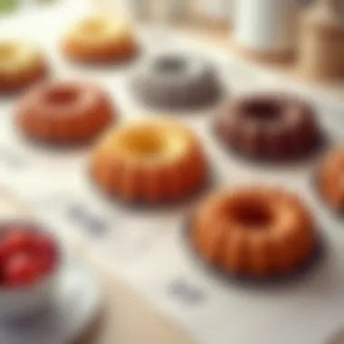 Historical evolution of Bundt pans displayed in a timeline