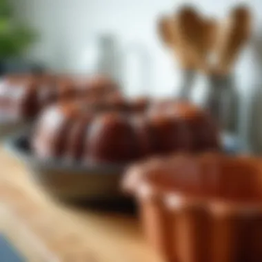 Comparison of different Bundt pan sizes on a kitchen countertop